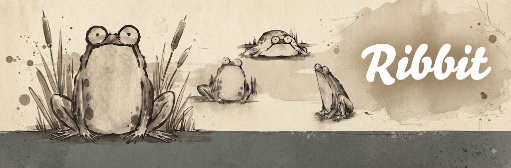 four ink-wash frogs among the reeds, in the spirit of Ito Jakuchu